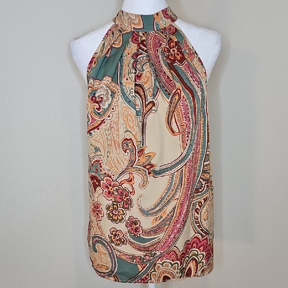Tops - Paisley Halter Sleeveless Multi-color Top Sz M